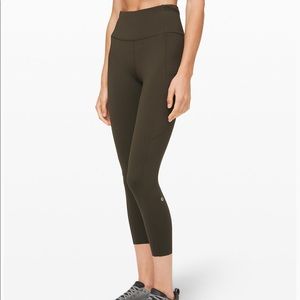 lulu lemon olive colored workout leggings